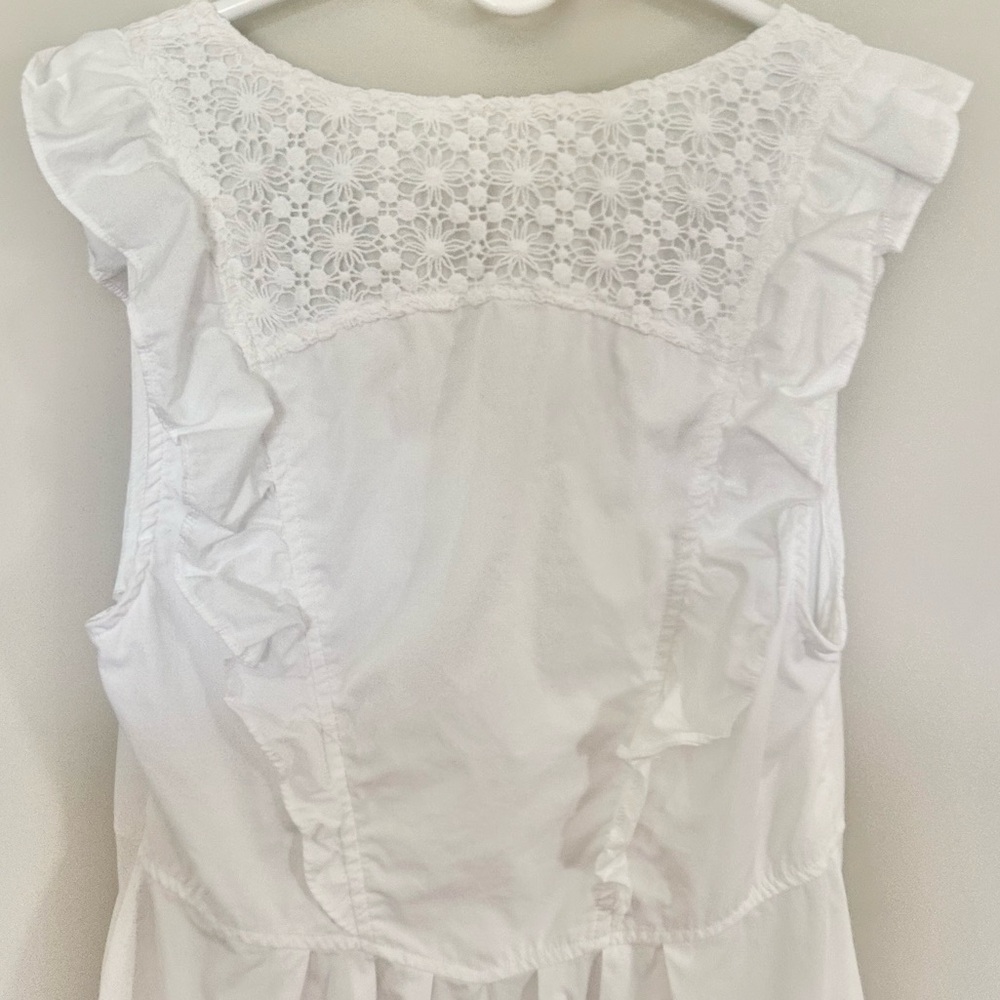 FREE PEOPLE Half Moon Mini Dress Eyelet Crochet Lace Ruffle Feminine Boho | Sz M - Picture 8 of 12